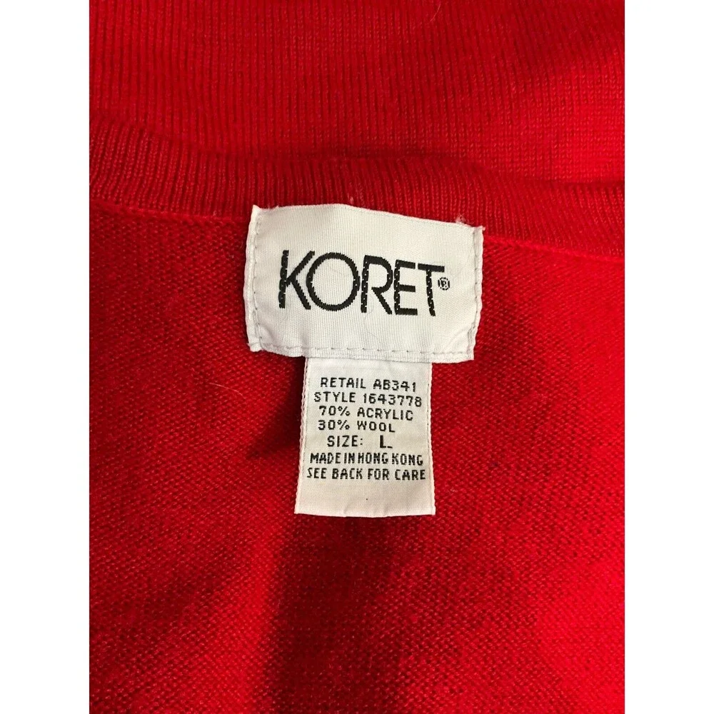Vintage Koret Womens Embroidered Wool Blend Sweater Vest L Red Boho 90s Granny